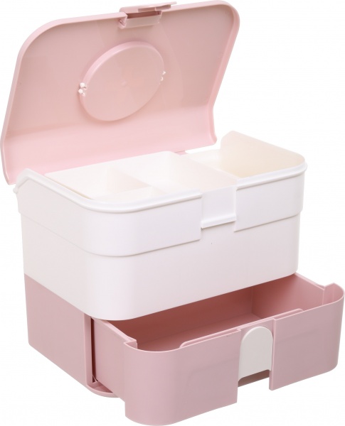 Органайзер для косметики багаторівневий з шухлядами 32х20х25 см білийрожевий 