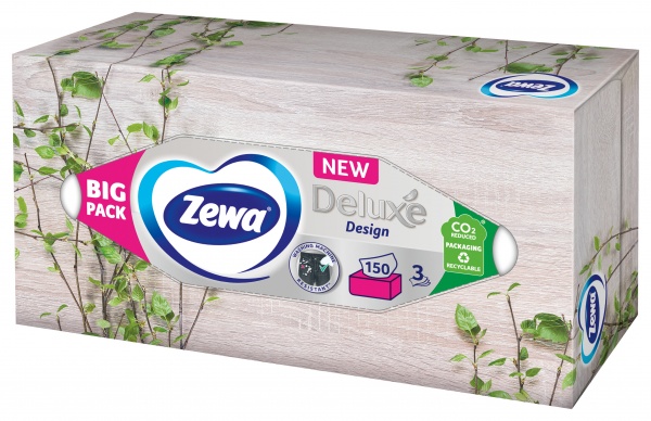 Серветки гігієнічні у коробці Zewa Deluxe Design 3 шари 150 шт.