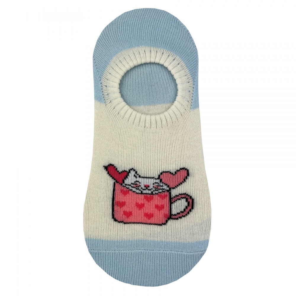 Шкарпетки жіночі Premier Socks Котик в чашці р.23-25 білий із блакитним