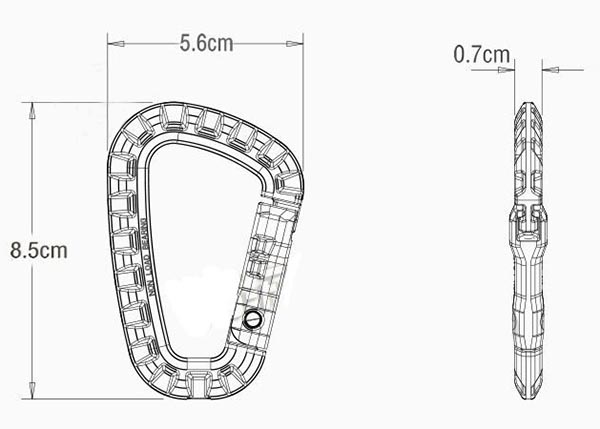Карабин D-образный пластиковый 56х86 мм