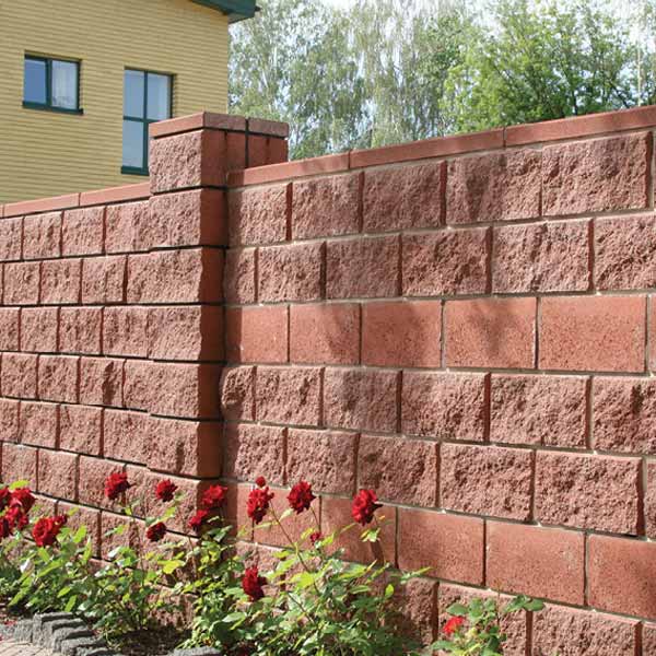 Блок бетонный Квадра 400x200x200 мм бордовый