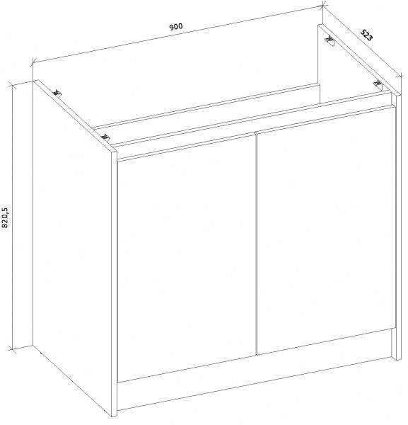 Тумба нижняя под мойку МС Идея Лофт НМУ 90/82/525 универсальная бетон Грейд