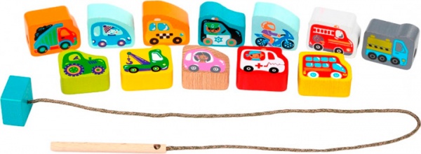 Шнурівка дерев’яна Cubika Машинки - Силянки