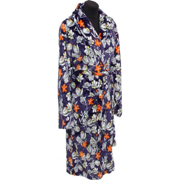 Халат домашний La Nuit Цветы р. S синий с принтом 