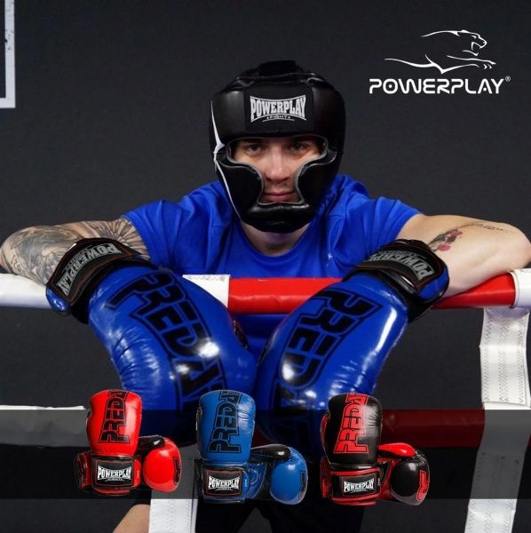 Боксерські рукавиці PowerPlay р. 10 10oz 3017_10oz чорний із червоним