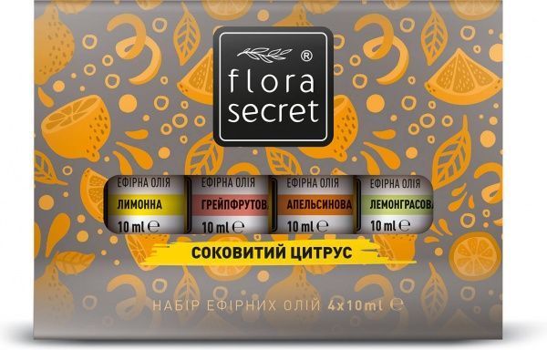 Набір ефірних олій Flora Secret Соковитий цитрус 4x10 мл 