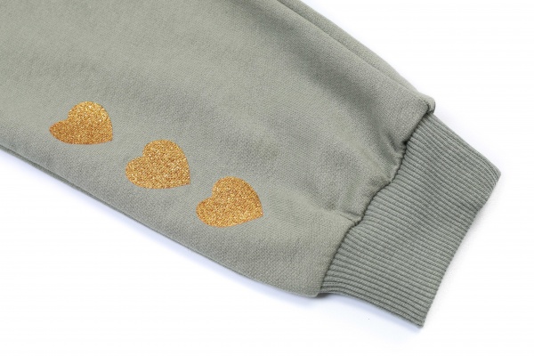 Штаны для девочек Funtime Сердечки р.104 оливковый 