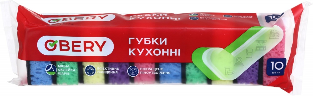Губка для посуды OBERY пористая 10 шт.