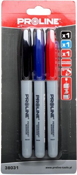 Набір маркерів будівельних тонкі (чорний, синій, чевоний) Profix 3 шт. 38031