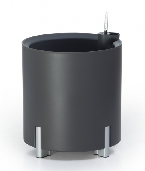 Горшок пластиковый Медитеранео 40x45x28 круглый 28л антрацит матовый 