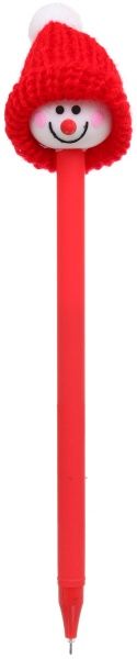 Ручка гелевая Снеговик в шапке, красный 