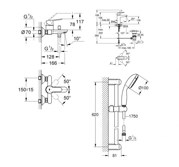 Набор смесителей StartEdge 123437M (23774000+23348000+26162001)