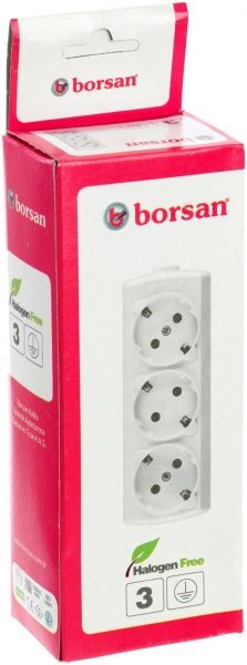 Колодка Borsan із заземленням 3 гн. білий BR.1553-0 