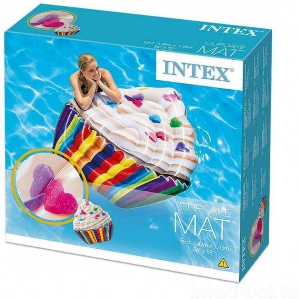 Матрац надувний Intex 142х135 см Капкейк різнокольоровий