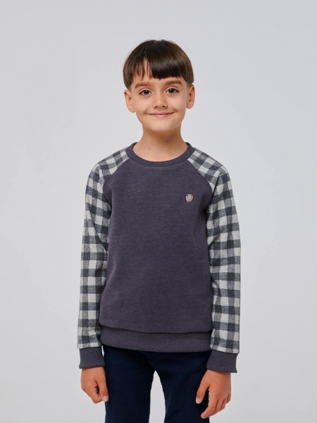Джемпер для мальчика Smil р.122 серый в клетку 116580 