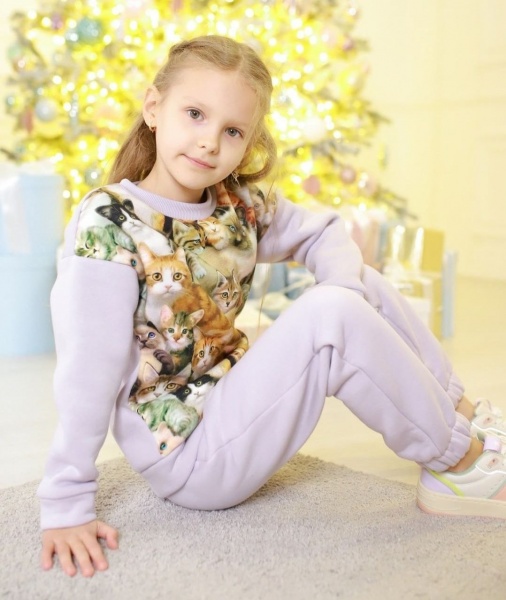 Костюм Маленькие люди Котята р.128 светло-серый 