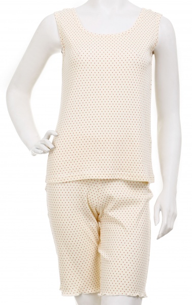 Комплект домашній жіночий Горошок корал майка та шорти р. M молочний