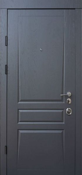 Дверь входная Булат Олимп 216 дуб графит / белая текстура 2050x950мм левая