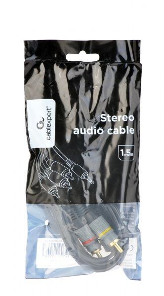 Кабель Cablexpert 1,5 м чорний (CCAP-4P3R-1.5M) Аудіо-відео 3.5 Jack (4pin) -3RCA 
