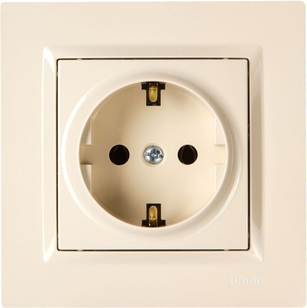 Розетка с заземлением Simon 10 без шторок кремовый CGSZ1.01/41
