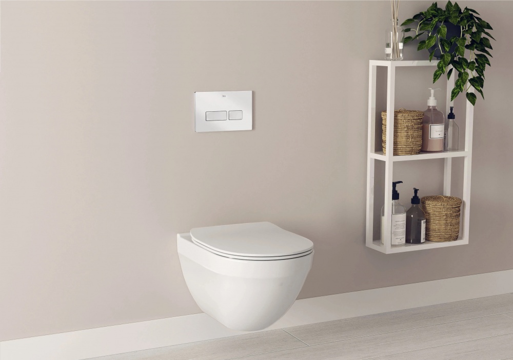 Унитаз подвесной ROCA HEBE Round Rimless, с сиденьем SLIM slow-closing