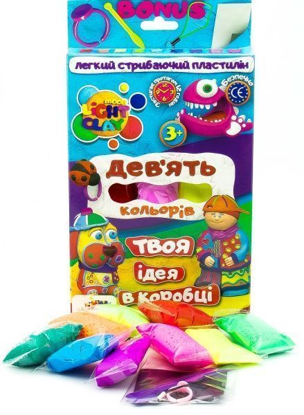 Пластилін легкий стрибаючий 9 кольорів Звірята OKTO