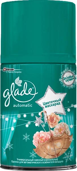 Сменный баллон для автоматического освежителя воздуха Glade Цветочный маскарад 269 мл
