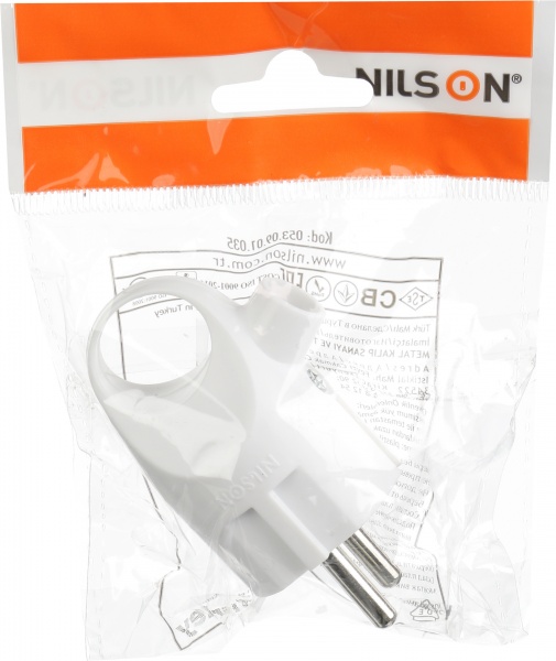 Электровилка кабельная угловая Nilson с ручкой с заземлением 250В 16А IP20 ABS-пластик белый