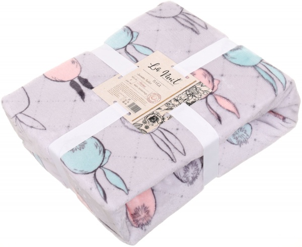 Плед Frannel Rabbit 160x200 см світло-сірий із принтом La Nuit 