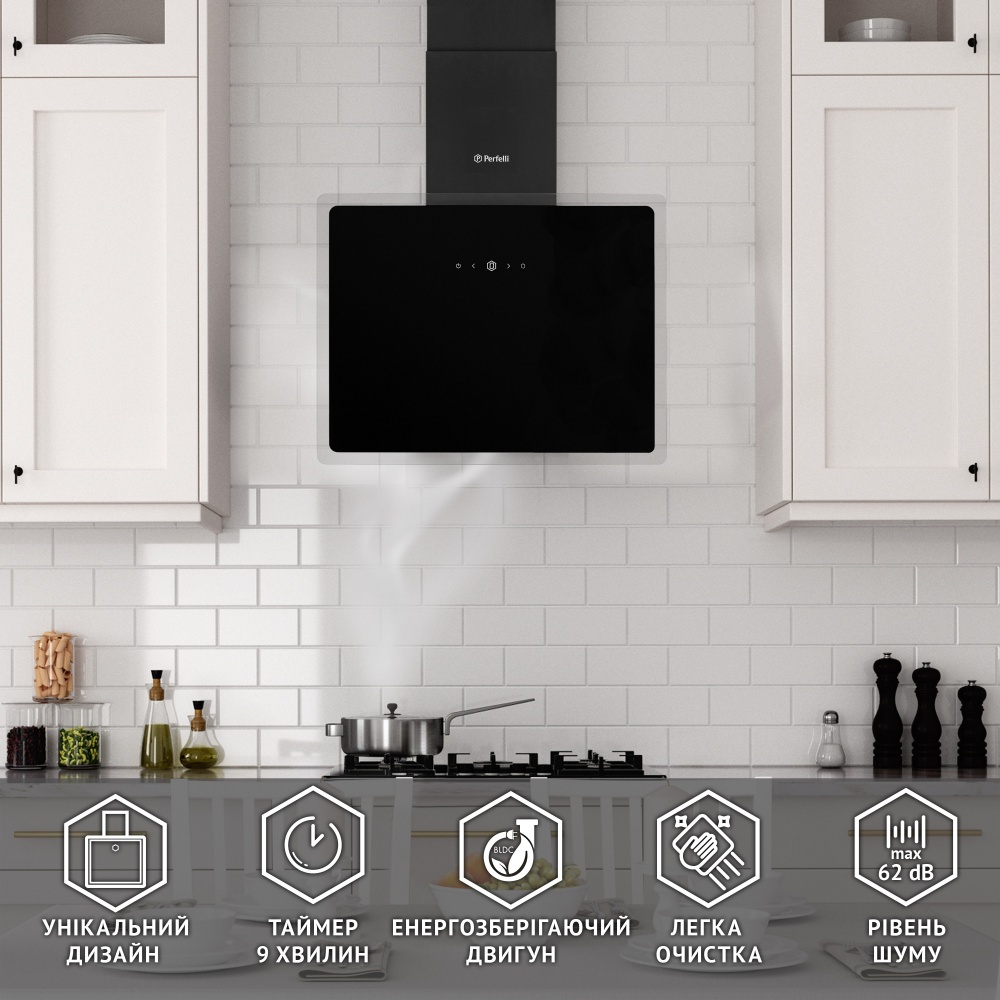 Вытяжка Perfelli RIVA NERO декоративная наклонная