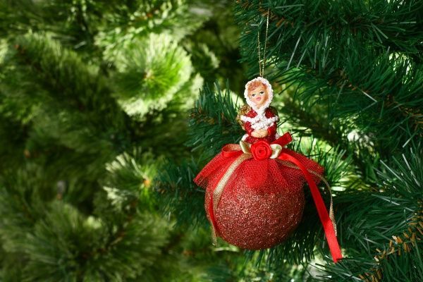 Подвеска Ангел на красном шаре 14 см 