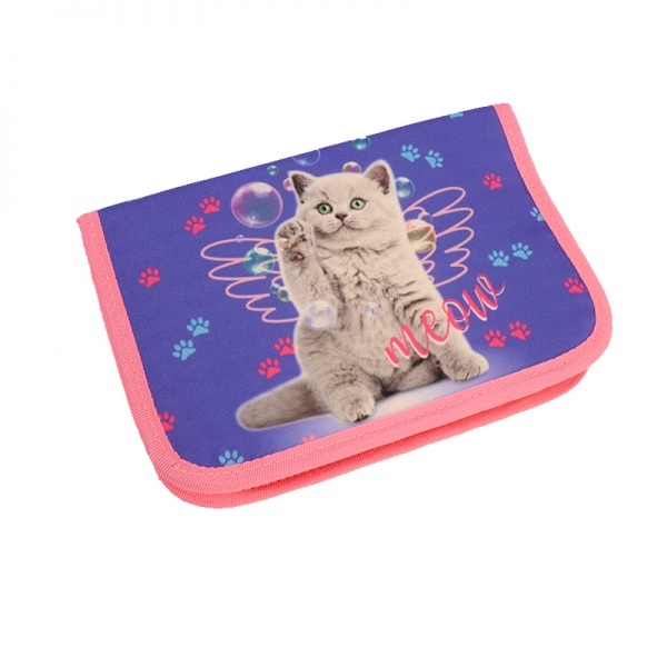 Пенал школьный Котик 52602735 Lider розовый с фиолетовым