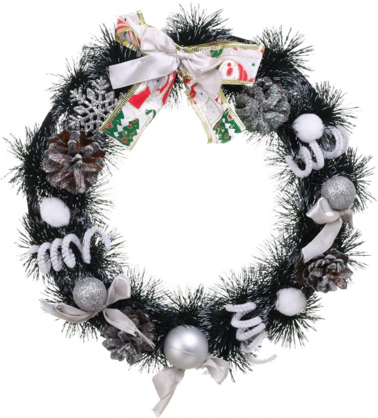 Венок рождественский с украшениями цвет в ассортименте d330 мм 