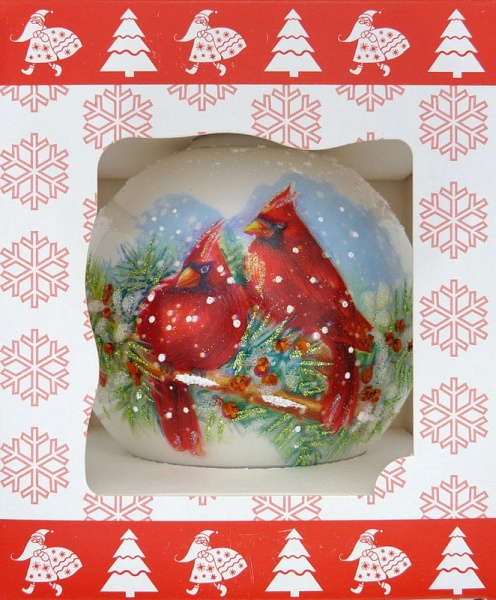 Куля скляна з пейзажним малюнком 100 мм білий перламутровий 100Dпз(2)/1