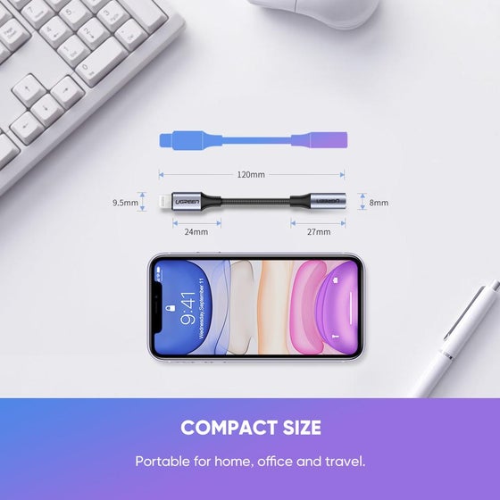 Перехідник UGREEN Lightning to 3.5 mm Headphone Jack Adapter Model US211 0,1 м чорний (30756) 