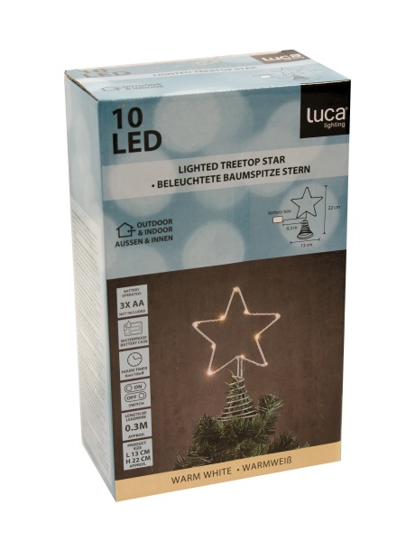 Верхушка светодиодная Звезда 13 см 10LED теплый белый комбинированная серебро 