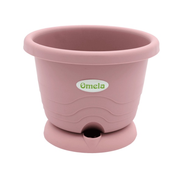 Горщик пластиковий Омела Пастель 1 літр круглий пудровий 