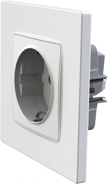 Розетка із заземленням Plank Electrotechnic Classic/Nordic зі шторками білий PLK0521031