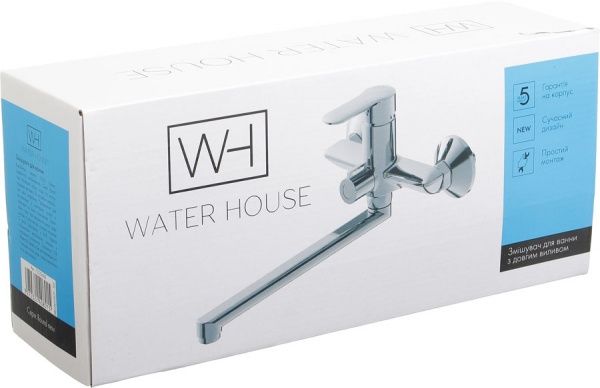 Смеситель для ванны Water House Round new длинный излив