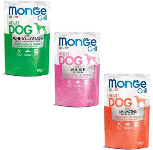 Корм вологий для собак для усіх порід Monge grill mix лосось ягня свинина 1,2 кг