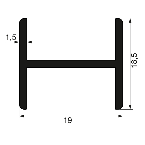 Профіль кромковий Н-подібний 19х18,5х1.5 / AS алюміній/срібло