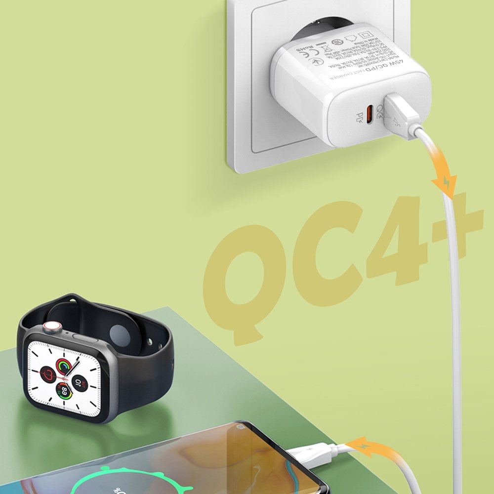 Мережевий зарядний пристрій ColorWay Power Delivery Port PPS USB (Type-C PD + USB QC3.0) (45W) білий CW-CHS042PD-WT