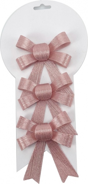 Декорация новогодняя Shunda бант 9х12 см розовое золото 3 шт