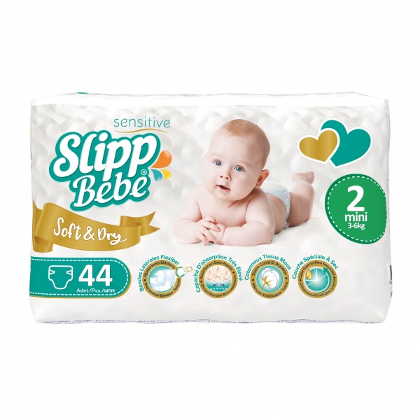 Подгузники Slipp Bebe Soft and Dry (3-6 кг) 44 шт.