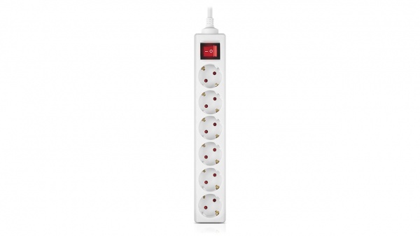 Фильтр-удлинитель Real-el RS-6 Protect M с заземлением 6 гн. белый 1,8 м