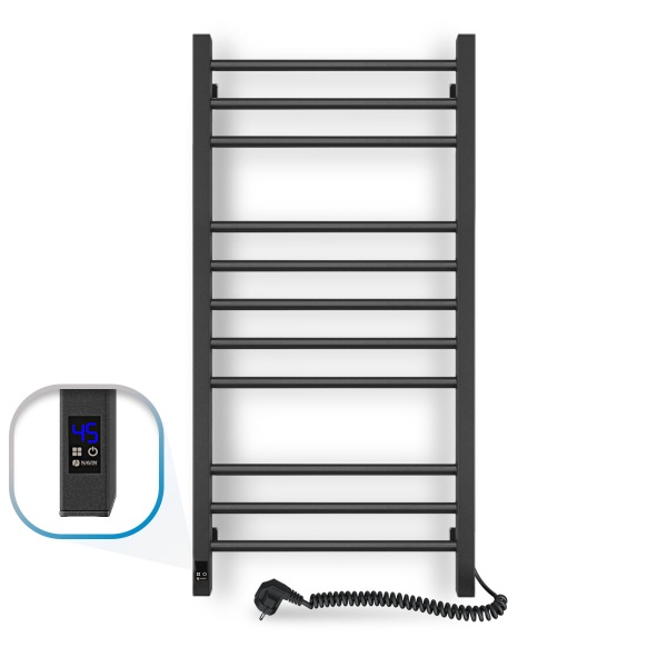 Рушникосушарка електрична NAVIN Класик Квадро 500х1000 Sensor права з таймером чорний муар (12-216053-5010) 