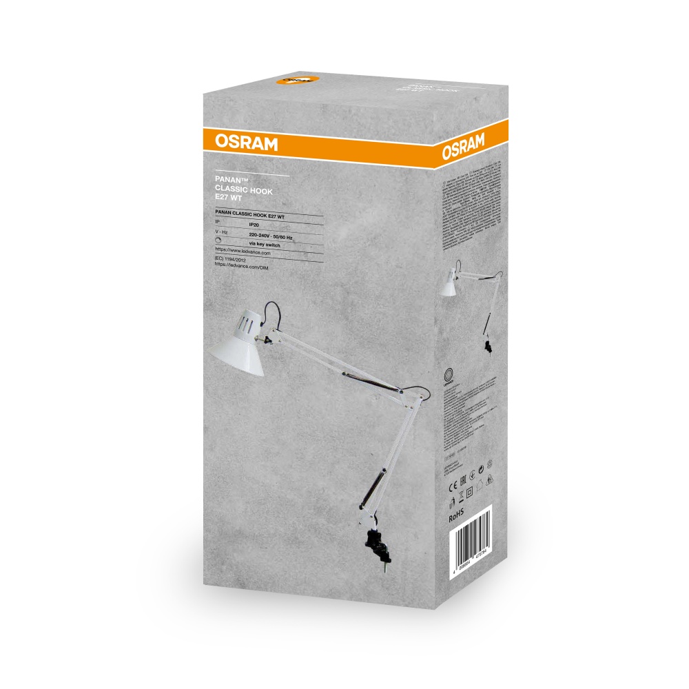 Настільна лампа Ledvance 1xE27 білий PANAN CLASSIC HOOK E27 WT