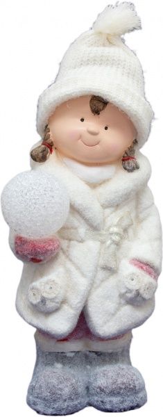 Декоративна новорічна фігура світлодіодна (LED) Дівчинка зі сніжком 41 см 