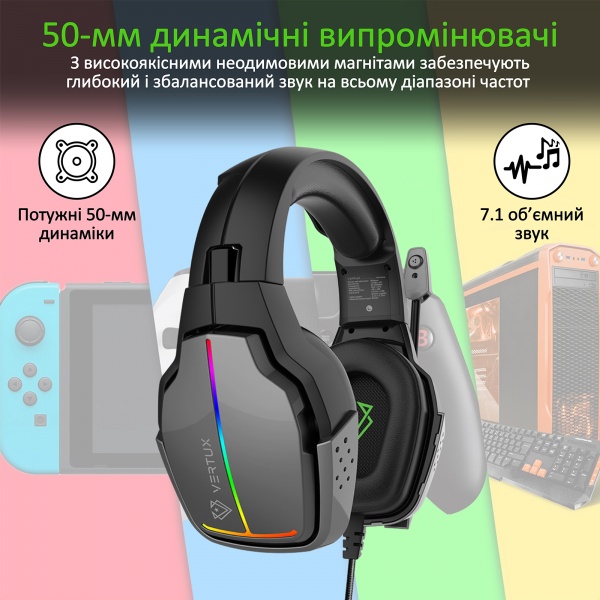 Навушники Vertux Havana 7.1 Mini Jack 3.5 мм black (havana.black) 
