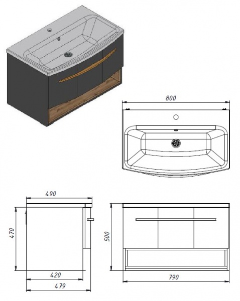 Тумба подвесная ЮВЕНТА Тумба 